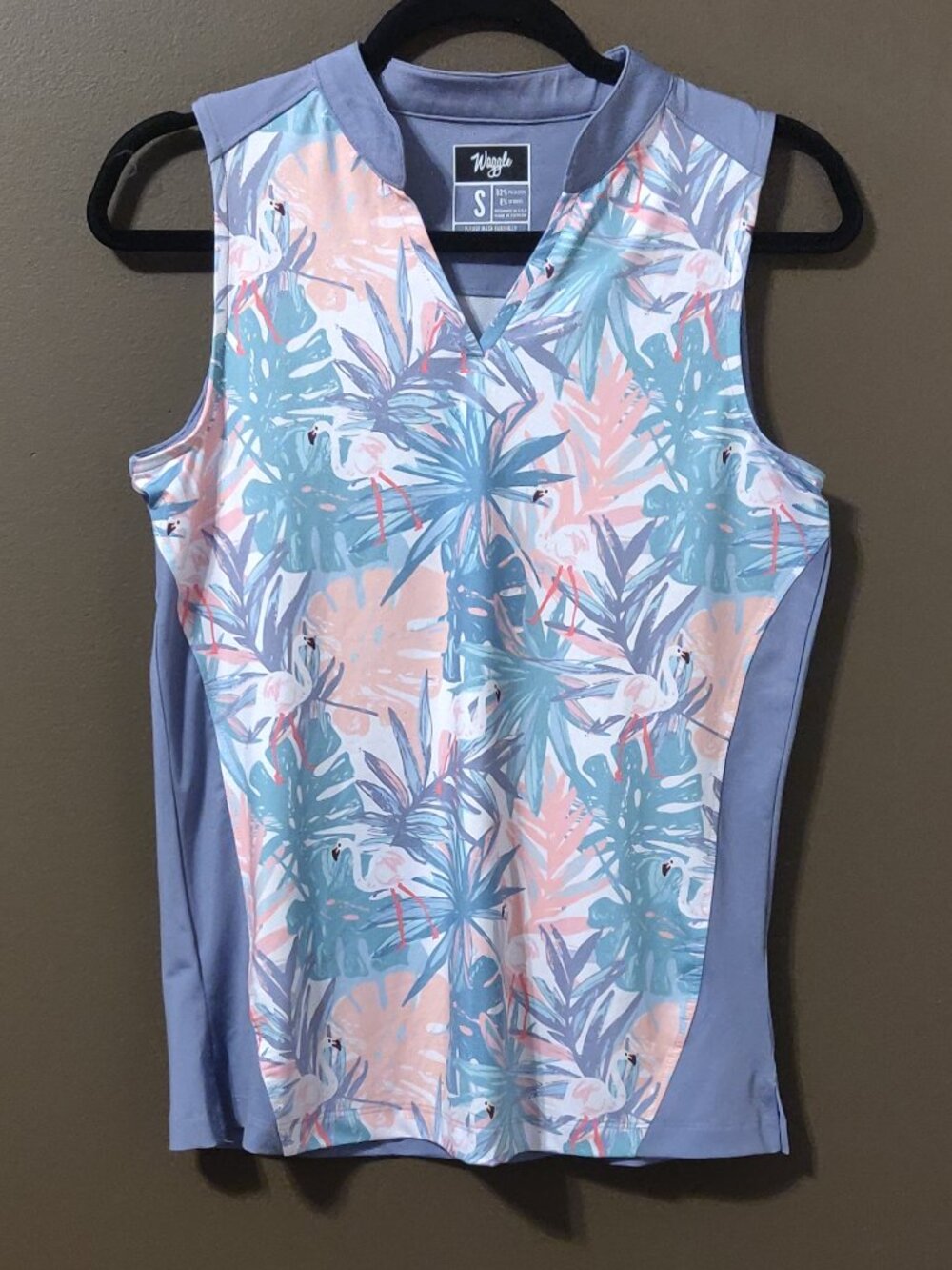 Waggle Tropical Flamingo Sleeveless Top Women's Size SMALL